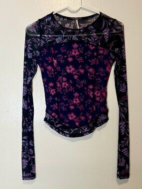 Free People Betty's Garden Mesh Top - xs - midnight combo